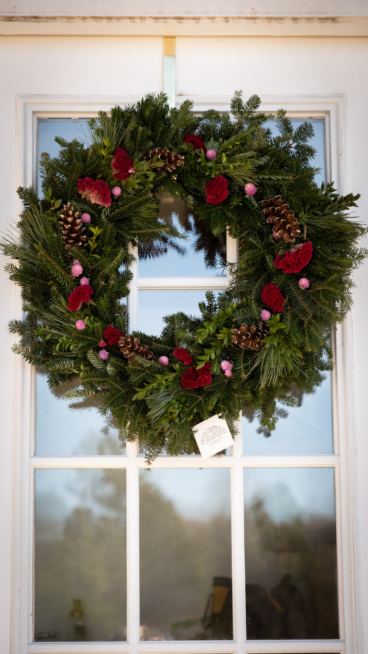 Dried flower Christmas wreath from a small farm